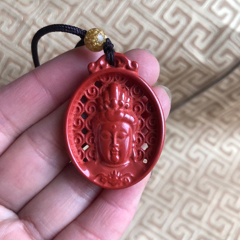 观音玉佩项链本命年挂件帝王砂