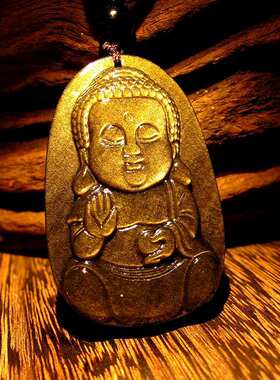 大日如来天然黑曜石证书宝宝佛