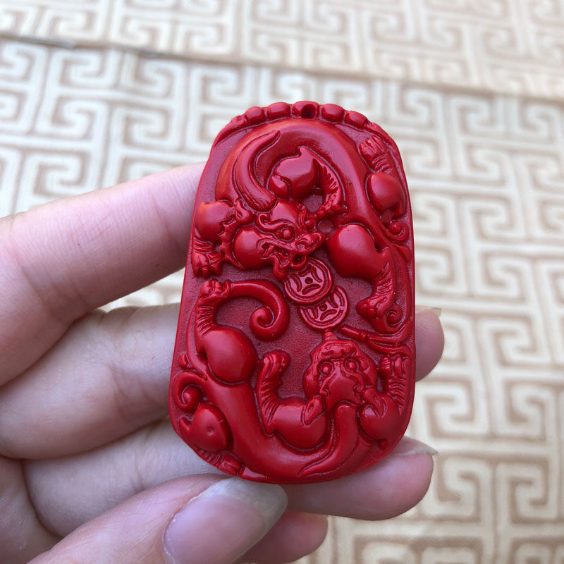 貔貅钥匙扣台湾原色朱砂玉佩项链双貔貅护主吊坠情侣款玉石挂件