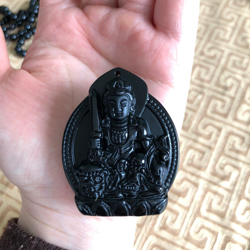 嫣芝美玉男女挂件文殊本命佛项链