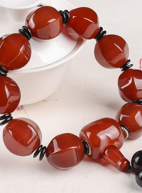 红玛瑙玉石佛珠手链送证书