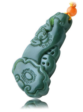 天然金蟾如意证书和田青玉