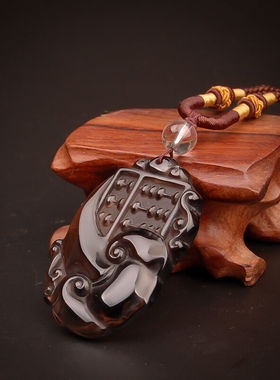 如意算盘冰种黑曜石吊坠送证书