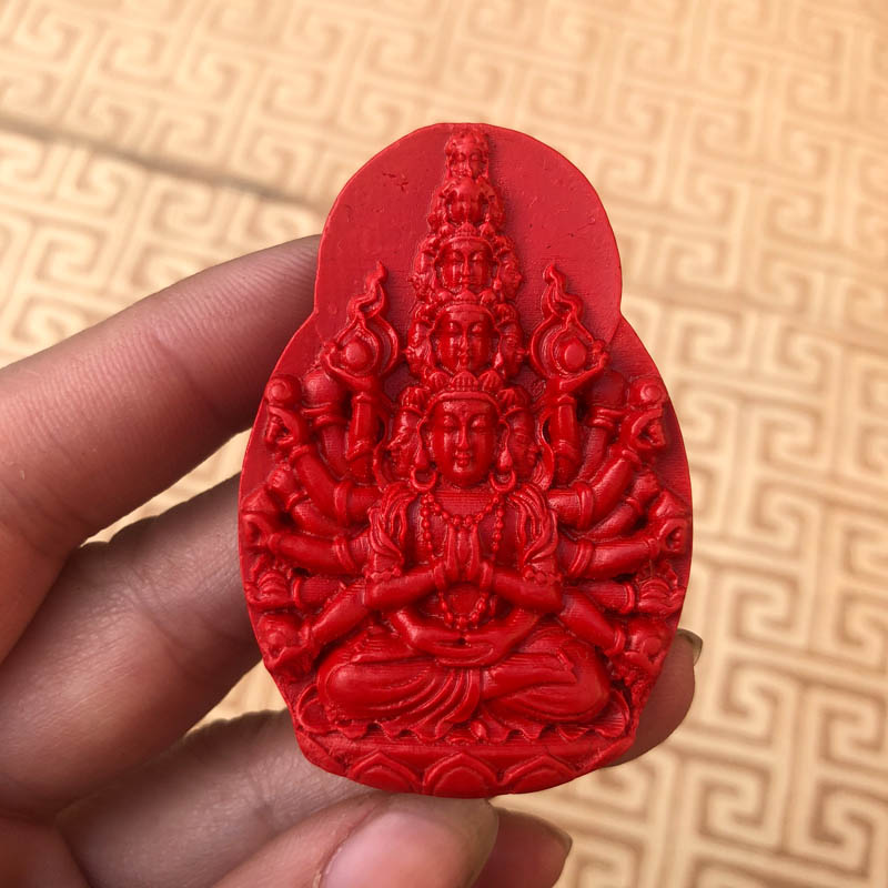 普渡众生观音菩萨吊坠台湾朱砂千手菩萨男女项链车挂送证书