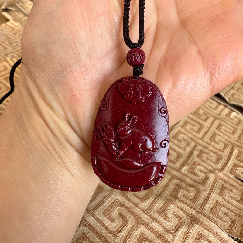 嫣芝美玉男女朱砂小兔子钥匙扣