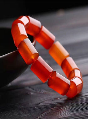 红玛瑙五行缺火手链送证书