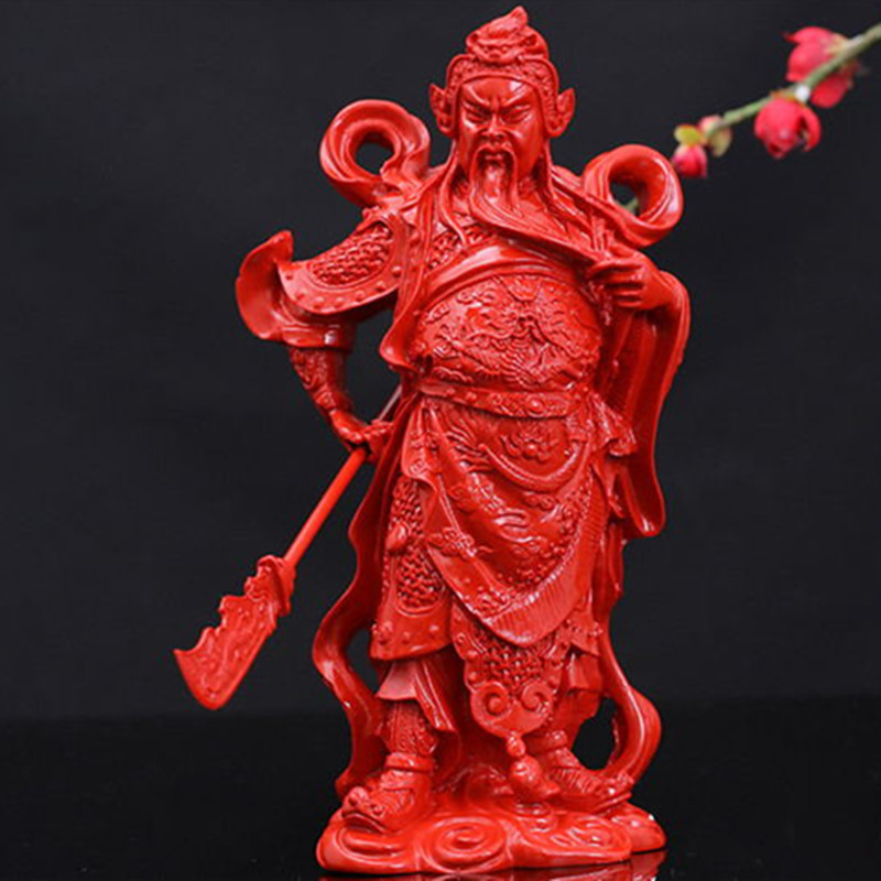 关公原色朱砂帝王红武财神摆件