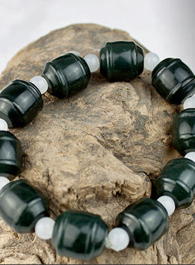 天然和田玉佛珠手链送证书