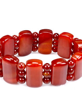 天然红玛瑙佛珠手链送证书