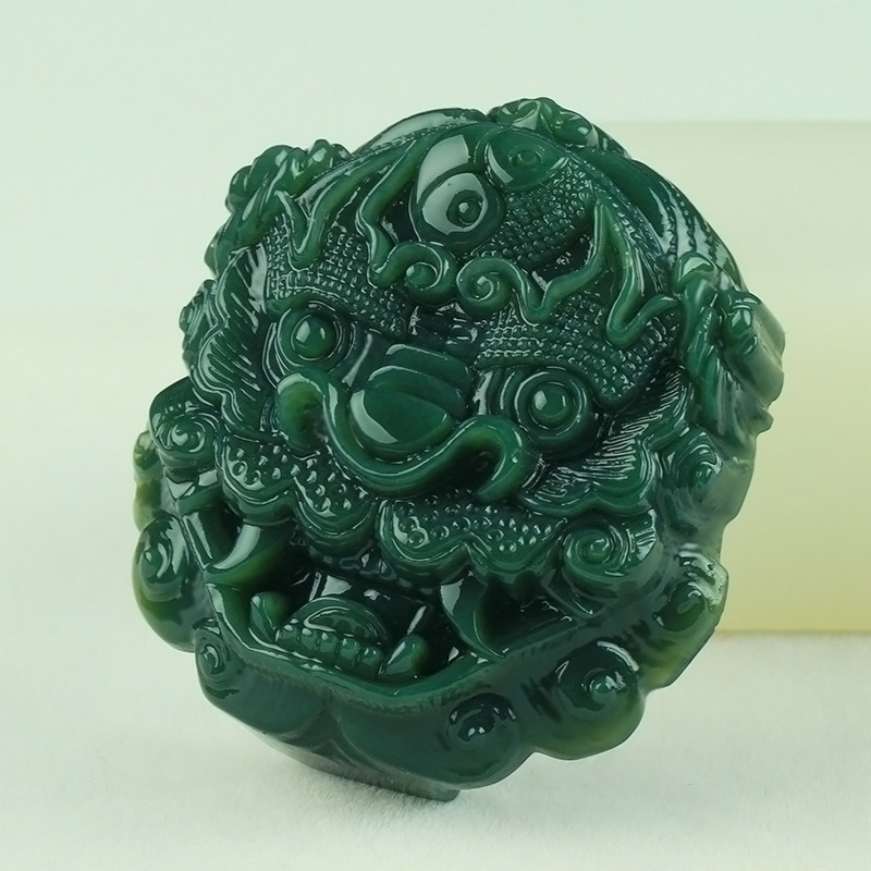 鬼头皮带扣天然和田青玉皮带扣玉扣男女腰扣证书