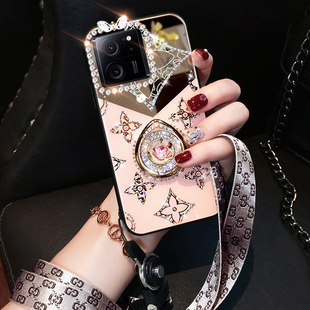 红米k60至尊版手机壳小米K60ultra保护套5G硅胶redmik60全包防摔u软壳redmi女uitra创意带补妆镜子支架新款钻