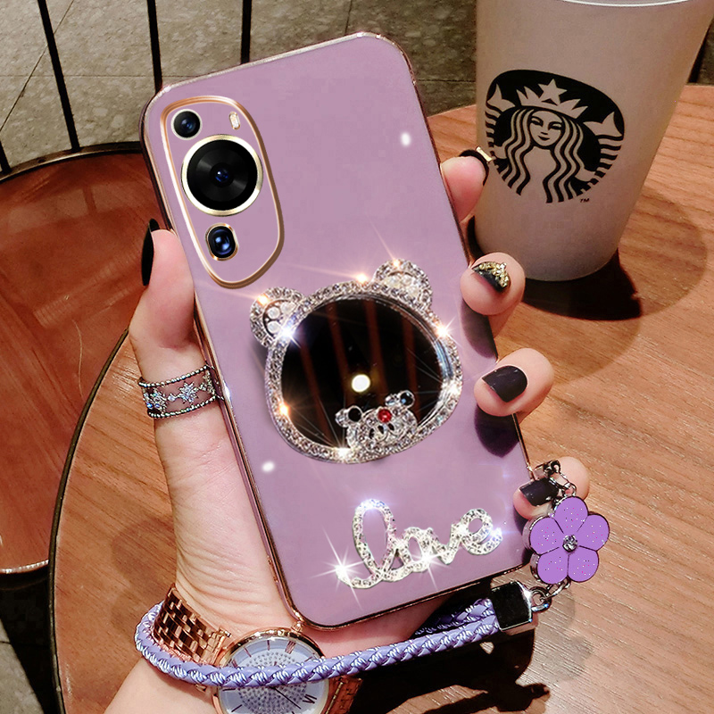 华为p60art硅胶创意手机壳带镜子