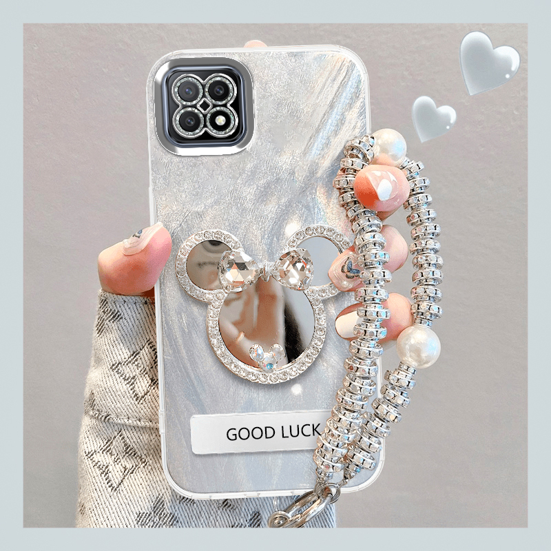 oppoReno4se手机壳oppo全包边reno4es新款PEAMOO创意带手链opopreno羽纱支架0pp0小众opp0reno奢华感opporeon