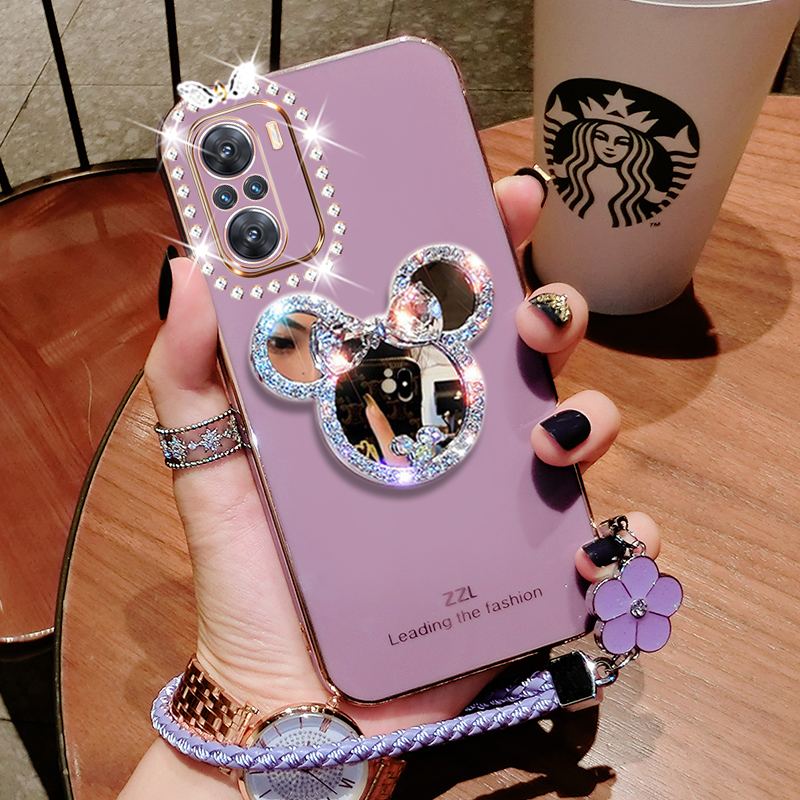 红米note10pro手机壳redminote105G保护硅胶套redmi全包防摔por软壳小米noto10十潮女105g外壳简约补妆镜子钻