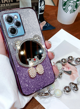 红米note12pro极速版手机壳小米noto12por保护套硅胶prospeed全包防摔带镜子软壳redminote男女手链新款超薄