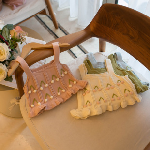 宝宝吊带毛衣马甲外搭女童春秋叠穿针织背心小童洋气裙式坎肩上衣