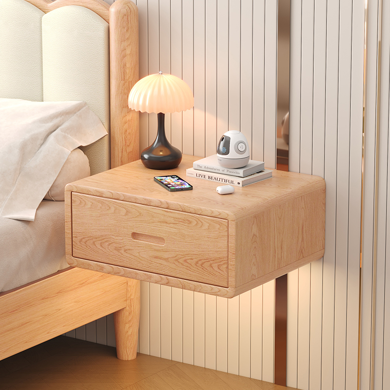 北美橡木智能悬浮原木风床头柜