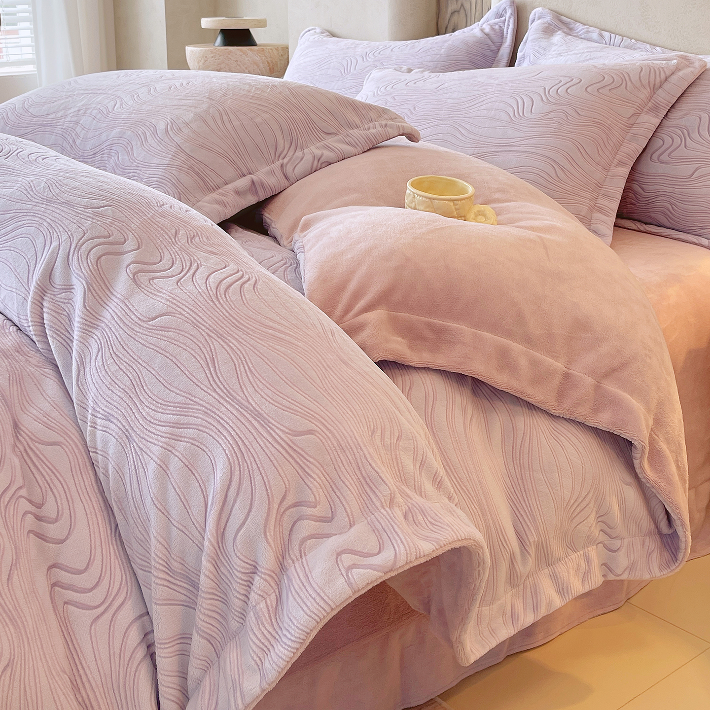 冬用毛绒牛奶绒被套加厚保暖被罩