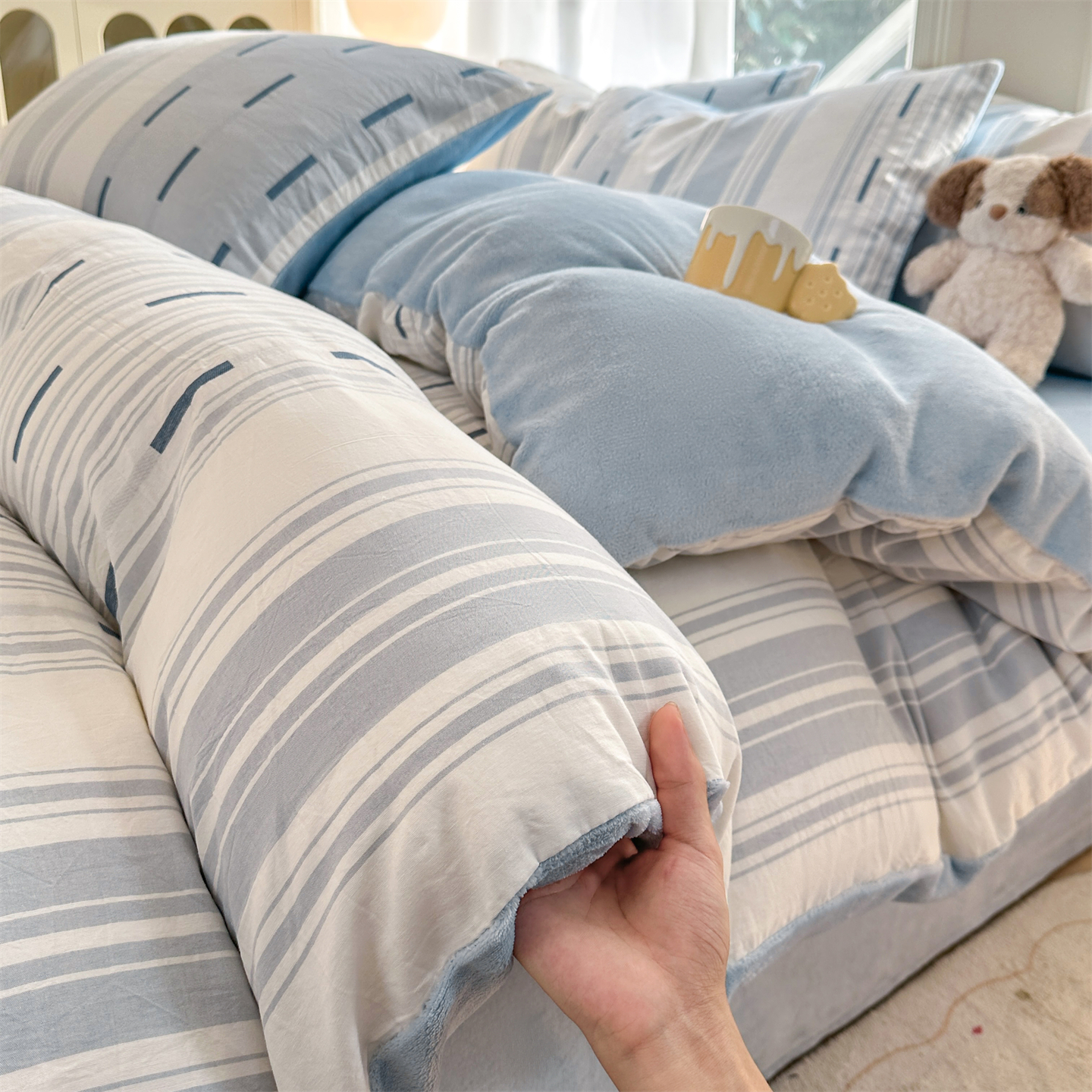 冬天棉加绒床上四件套牛奶绒床品