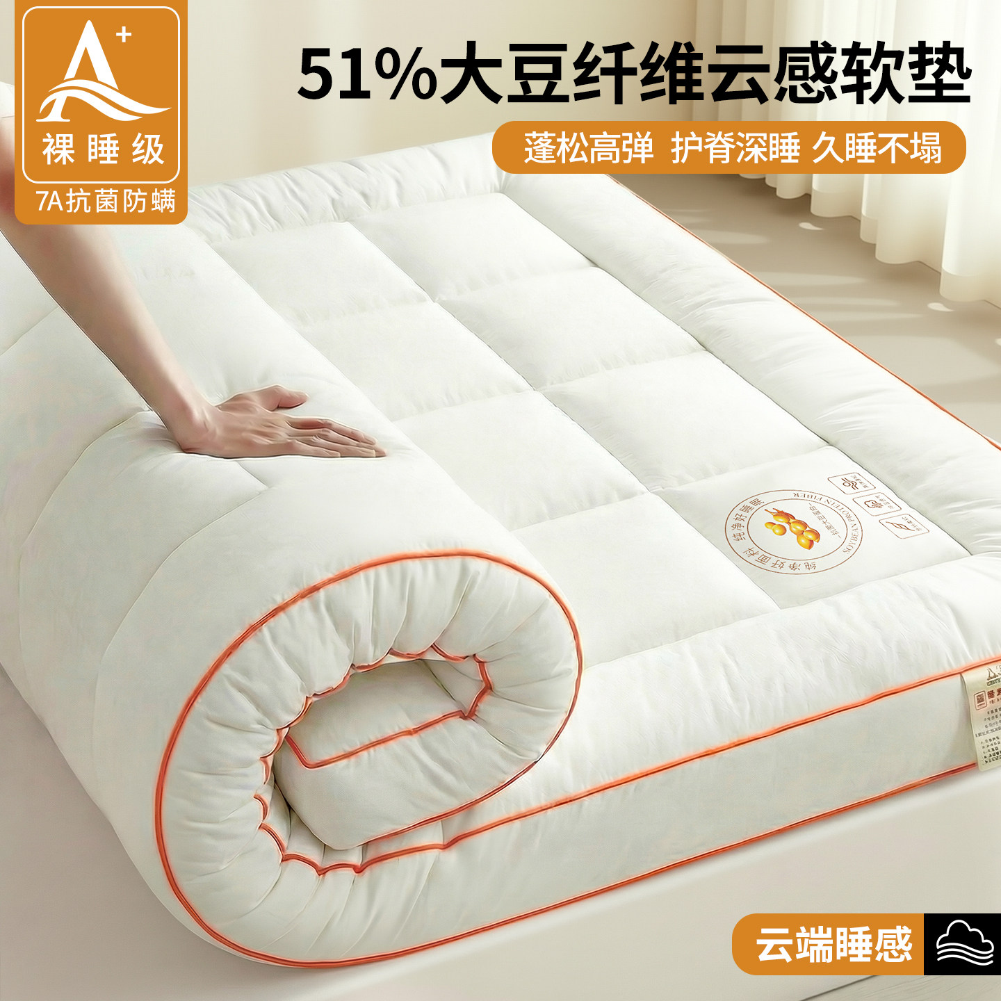大豆床垫家用卧室可折叠专用高质量软垫180x200床褥垫子1米5褥子