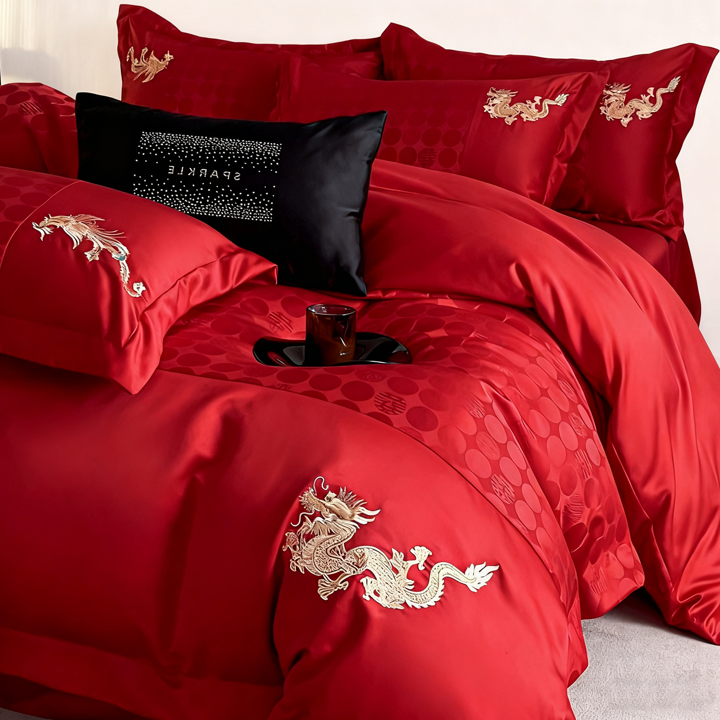 高端红色喜被四件套结婚床上用品