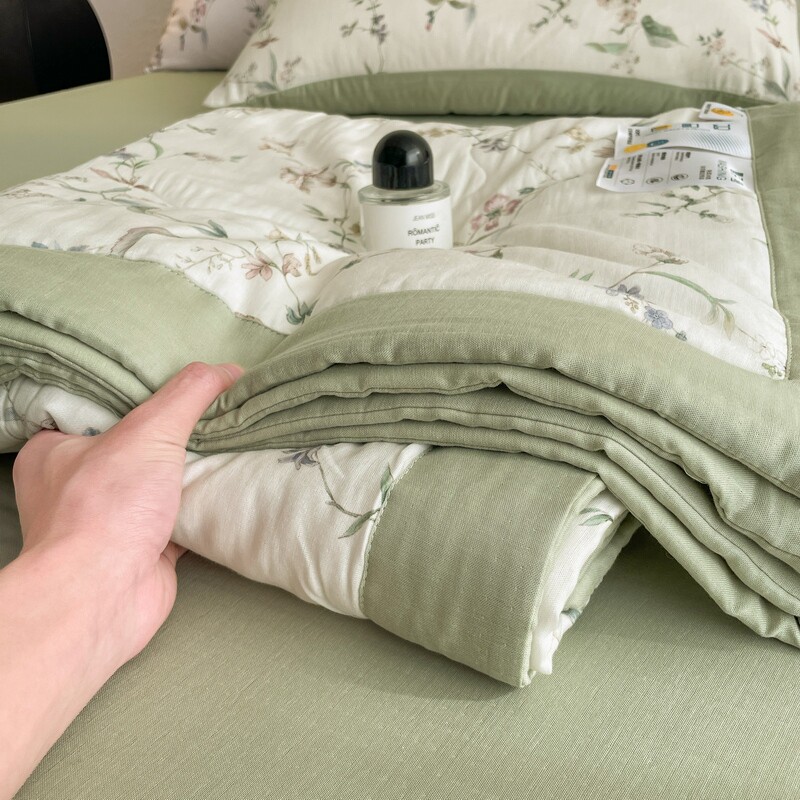 莱赛尔棉双层纱空调被四件套夏被可机洗夏凉被单双人夏季被子薄款