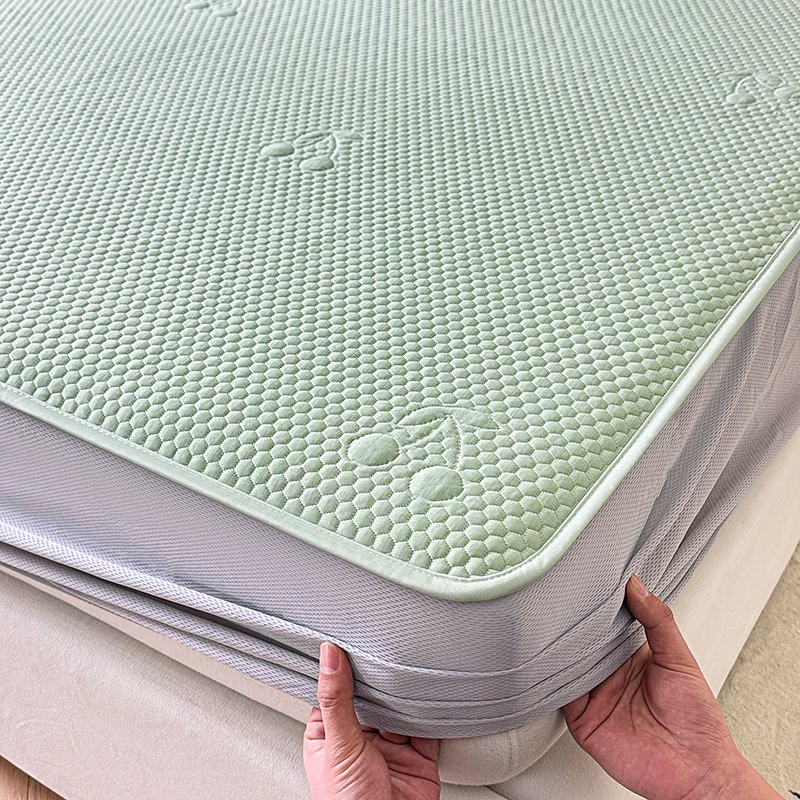 夏季冰丝床笠款凉感冰豆豆凉席三件套席梦思床罩保护罩床垫子套罩