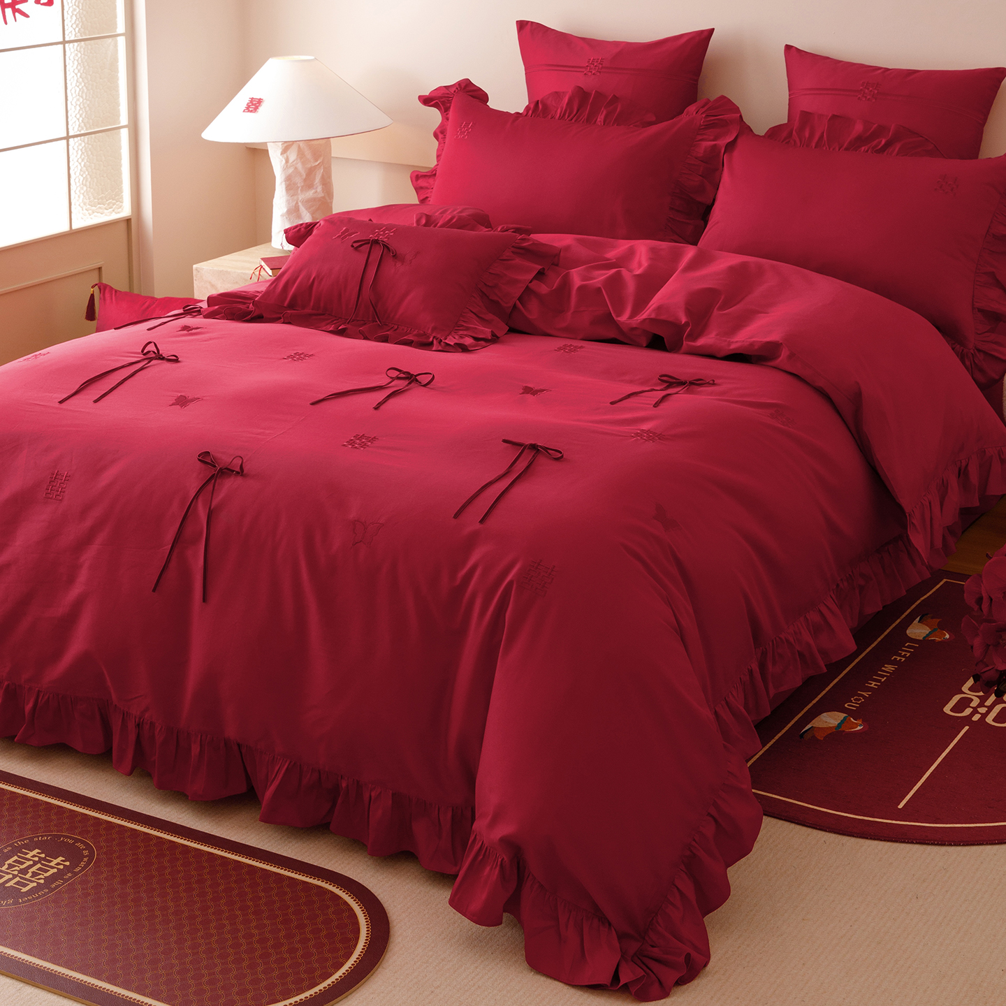 新中式长绒棉婚庆四件套纯棉全棉