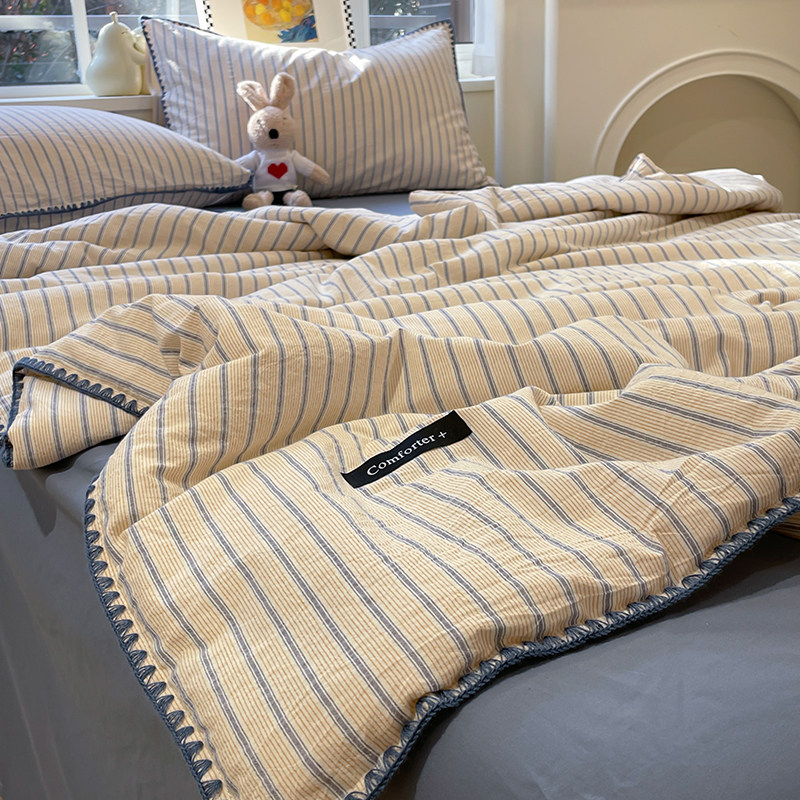 夏凉被四件套纯棉全棉2026新款可机洗夏天薄被子空调被a类母婴级