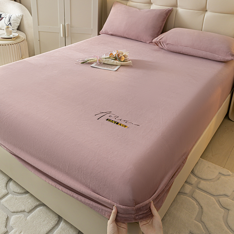 冬季新款加厚保暖牛奶绒床笠床罩