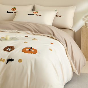 床品 高档毛巾绣床上床单被套四件套纯棉100全棉a类母婴被罩床笠款