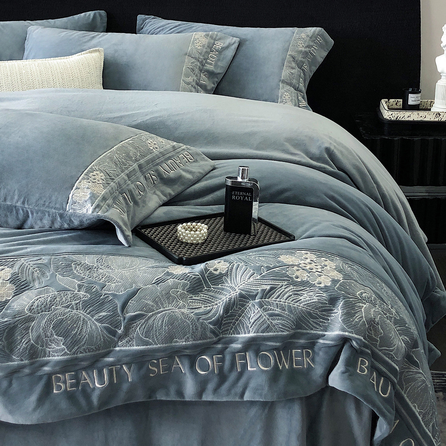 高端床上四件套牛奶绒a类母婴级冬季加厚加绒法兰珊瑚绒毛绒床品