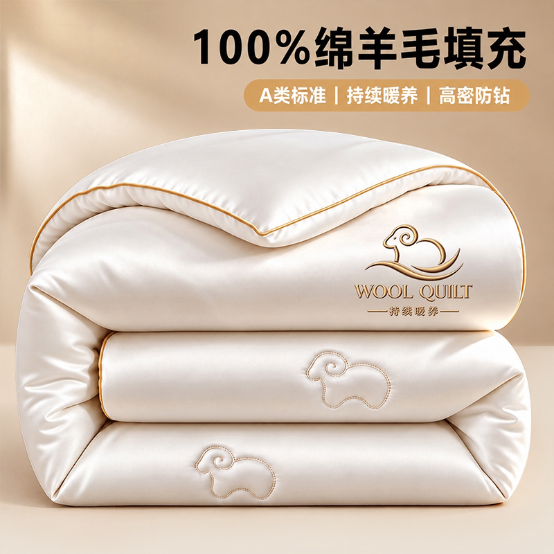 100%纯羊毛被蓄热保暖轻盈透气