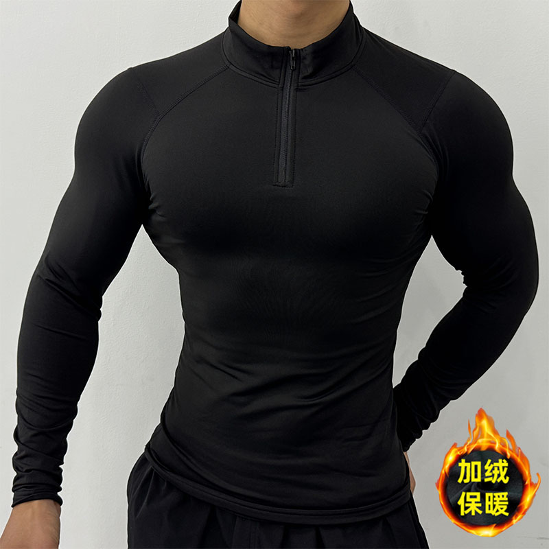 加绒保暖运动长袖男士弹力健身服