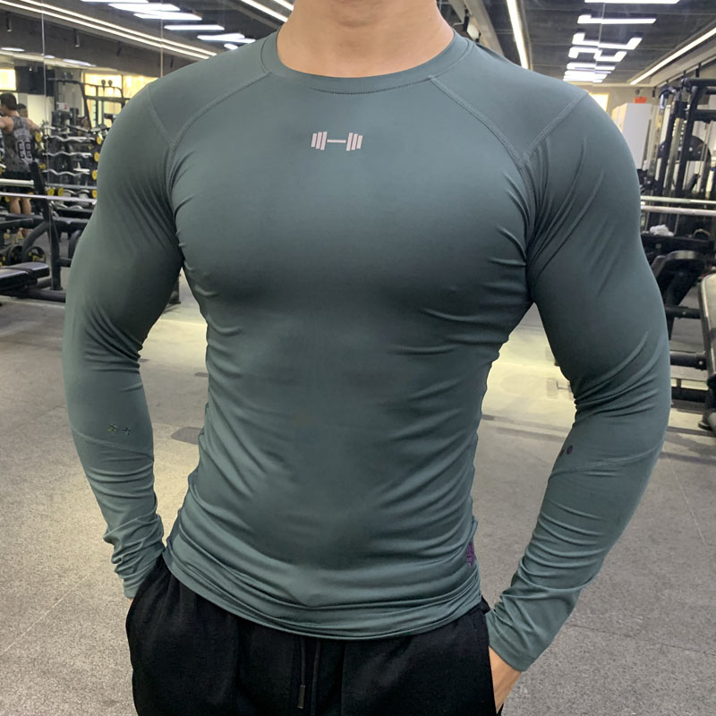 秋款紧身衣男运动弹力速干吸汗透气长袖健身跑步训练服私人教练服