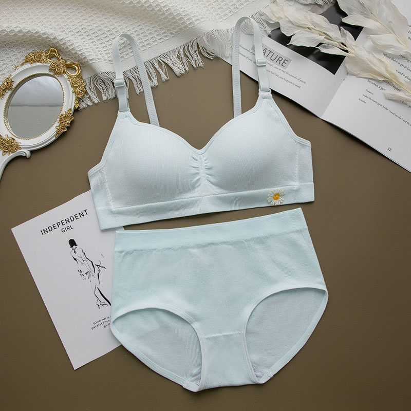 日系可爱少女小清新高中大学生薄款无钢圈文胸罩调整型内衣女套装