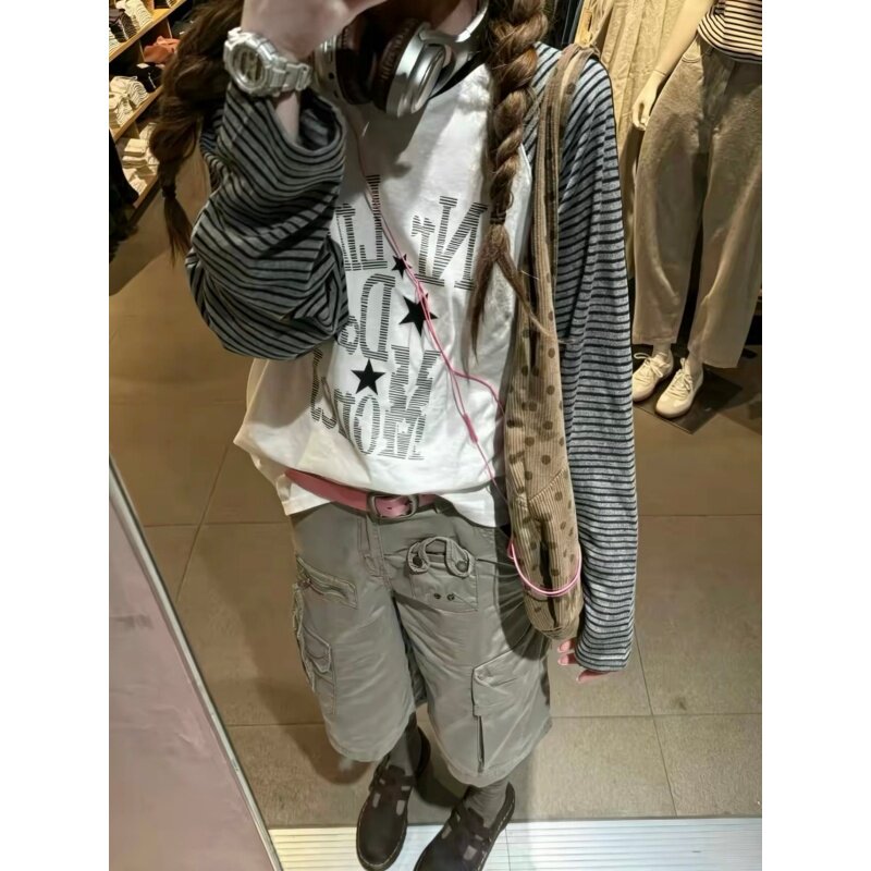 韩系复古条纹长袖T恤女夏薄防晒图片