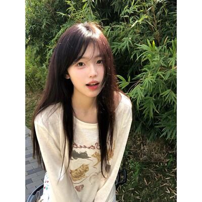 手绘猫咪防晒一字肩长袖T恤女