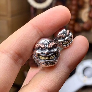 925银怒僧恶僧隔珠配珠腰珠顶珠文玩猴头星月手串手持配饰diy配件