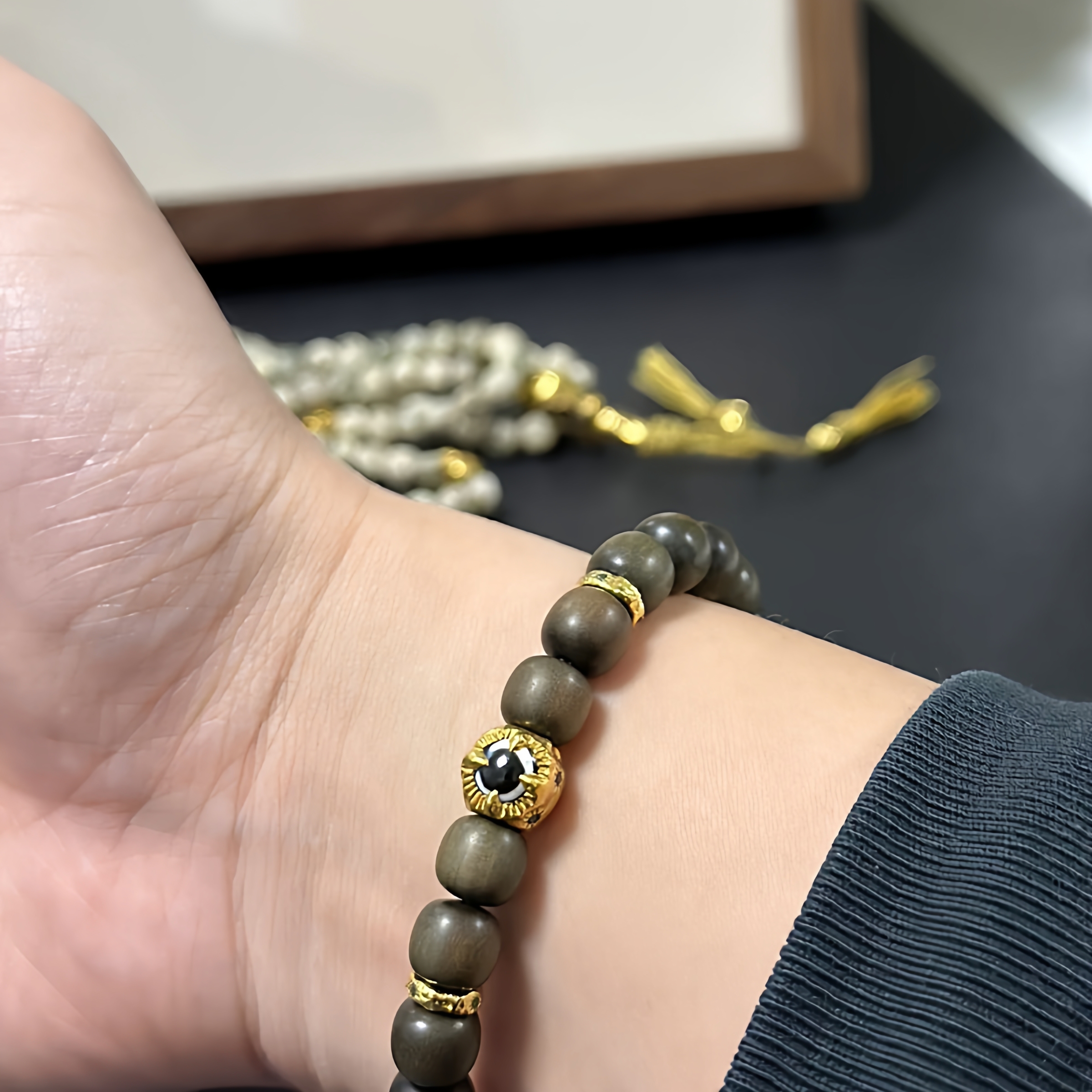 藏式镀金魔瞳鬼眼隔珠镶嵌天珠龙蛋pyu骠珠单珠顶珠星月猴头配饰