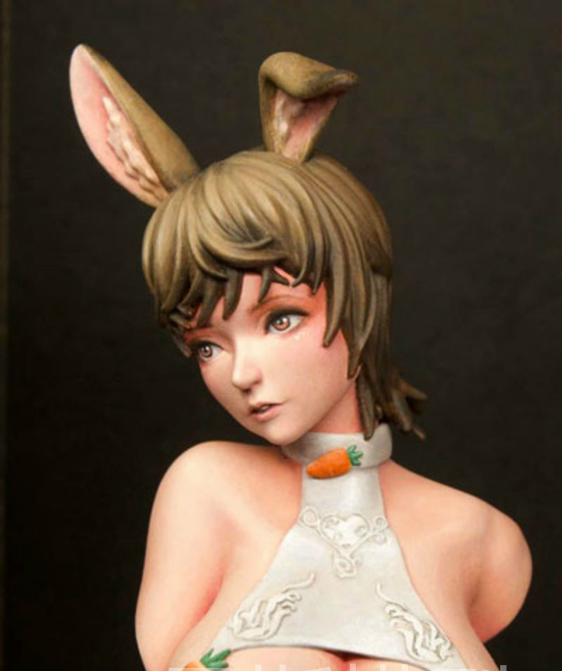 异斯模型树脂胸像10cm兔子女郎半胸像gk白模包邮f128