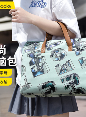 字母包适用于华为13苹果macbook14寸手提电脑包创意联想小新15.6笔记本air戴尔Pro16英寸女惠普15卡通保护套