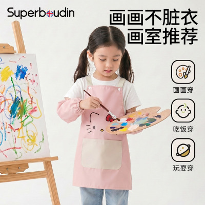 儿童围裙女孩画画衣服罩衣