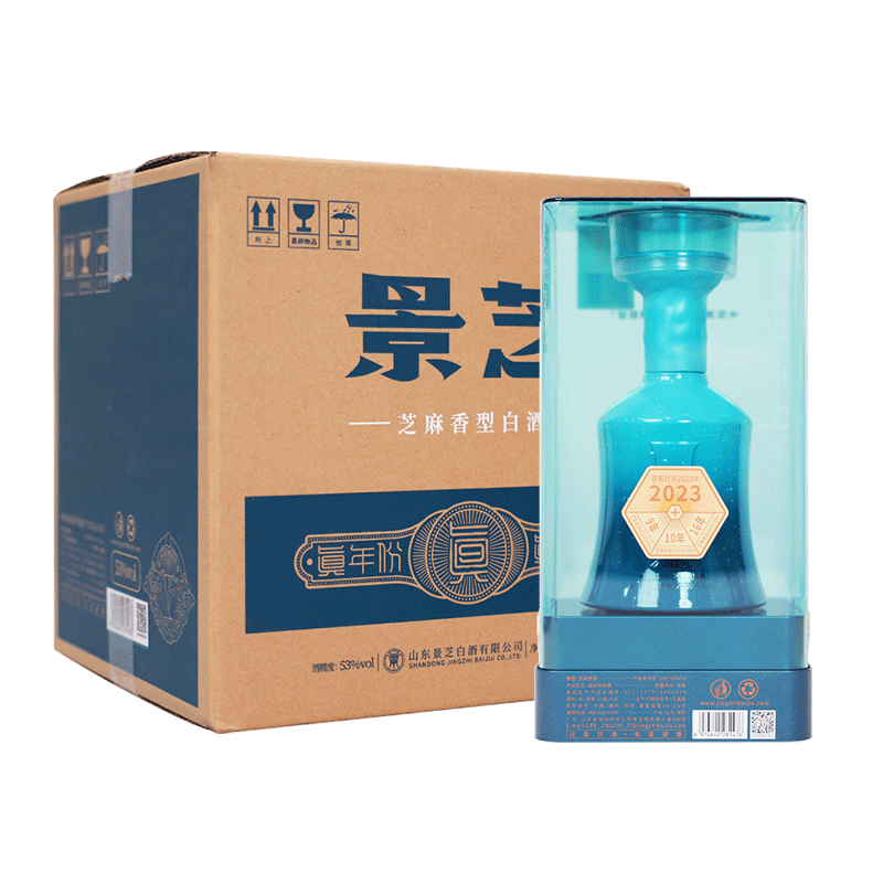 【年份老酒】景芝真年份9年 53度芝麻香型白酒500ml*4瓶整箱老酒