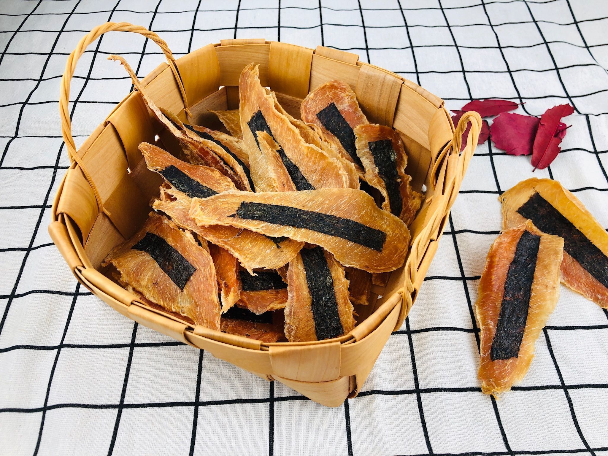 卷麻纯手工自制 海苔鸡肉干 鸡肉干 宠物零食 比熊泰迪金毛100克