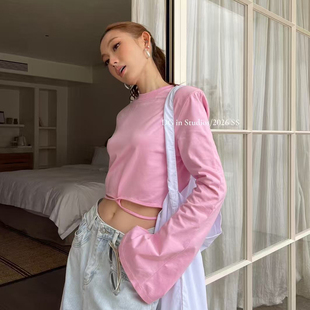 系带长袖 辣妹风短款 T恤10029 26年春款