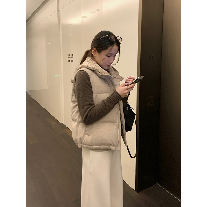 元派bluepops2025冬季可拆卸帽子羽绒马甲新国标白鸭绒外套A5842