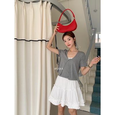 【SARA】法式甜美针织开衫+背心两件套装  0029#  LHHH