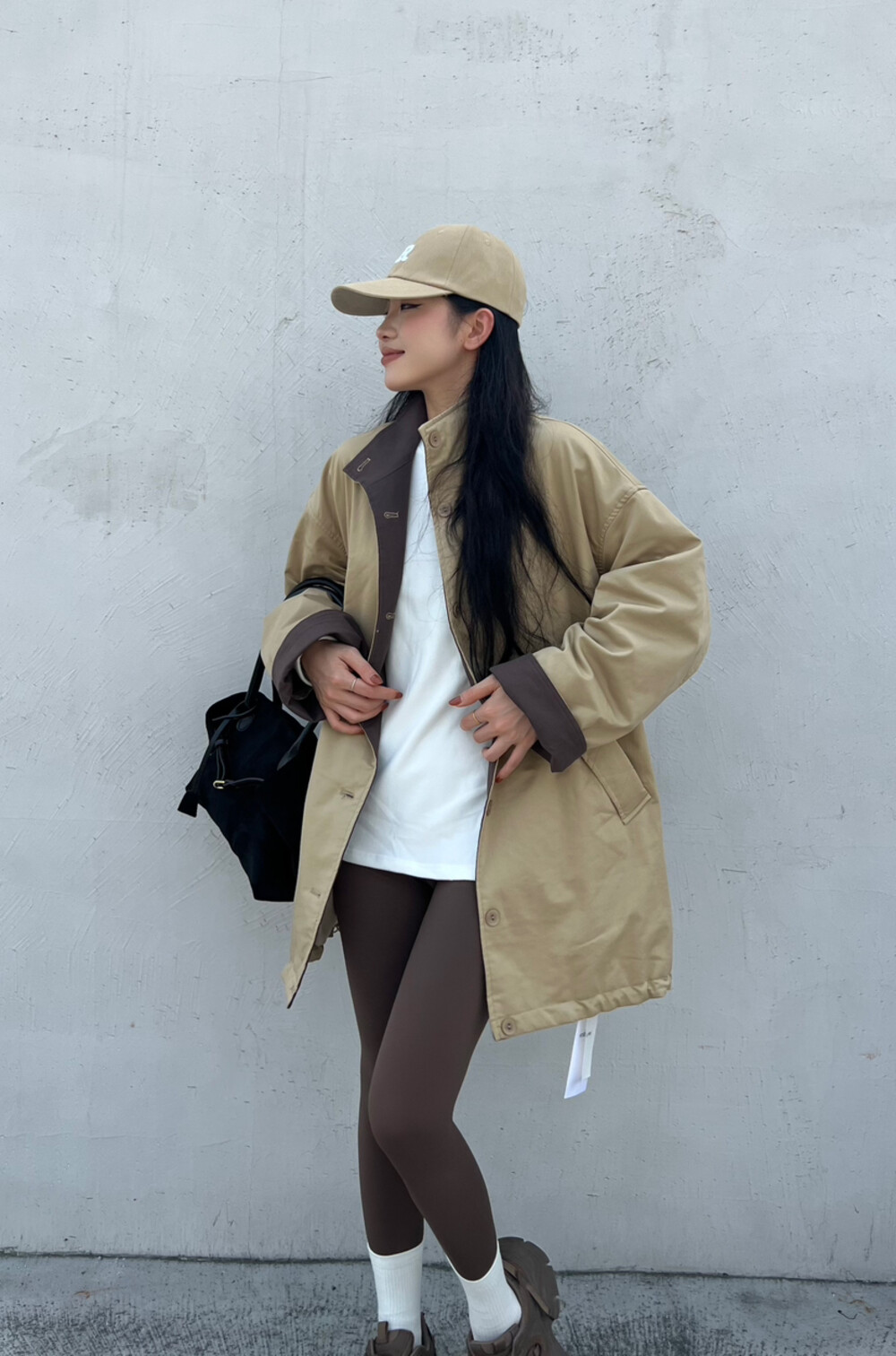 LILY2025冬季新款韩版宽松显瘦百搭休闲风衣外套女中长款9381