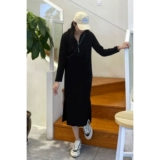 Демисезонное платье, утепленная толстовка с капюшоном, длинная юбка, яркий броский стиль